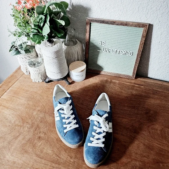 Paul Green Renner Sneakers Suede Handmade Leather Lake White Combo Lace Up 6.5